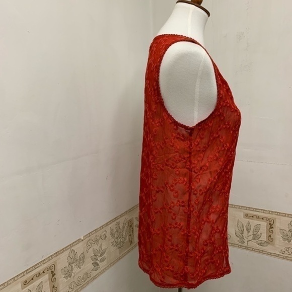 Lucky Brand Sheer Embroidered V Neck Tank - Picture 5 of 7